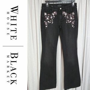 White House Black Market Flare Leg 00R Black Jeans